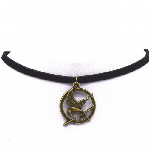 Чокер со значком сойки пересмешницы (бронзовый) / Hunger games - Mockingjay choker necklace